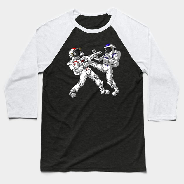 Astronaut Karate Baseball T-Shirt by underheaven